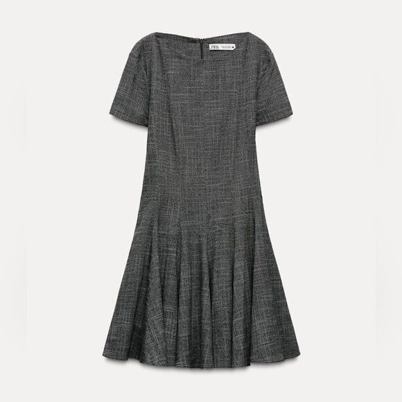 NWT ZARA FULL SKIRT MINI DRESSβZW COLLECTION gray - Picture 5 of 12